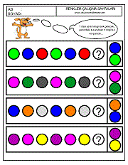 renkler çalışma sayfaları, renkler örüntü çalışmaları